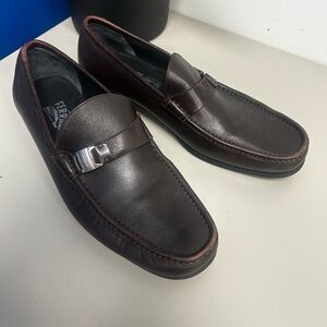Salvatore Ferragamo Men's Dark Brown Leather Slip-Ons SZ 9 EEE